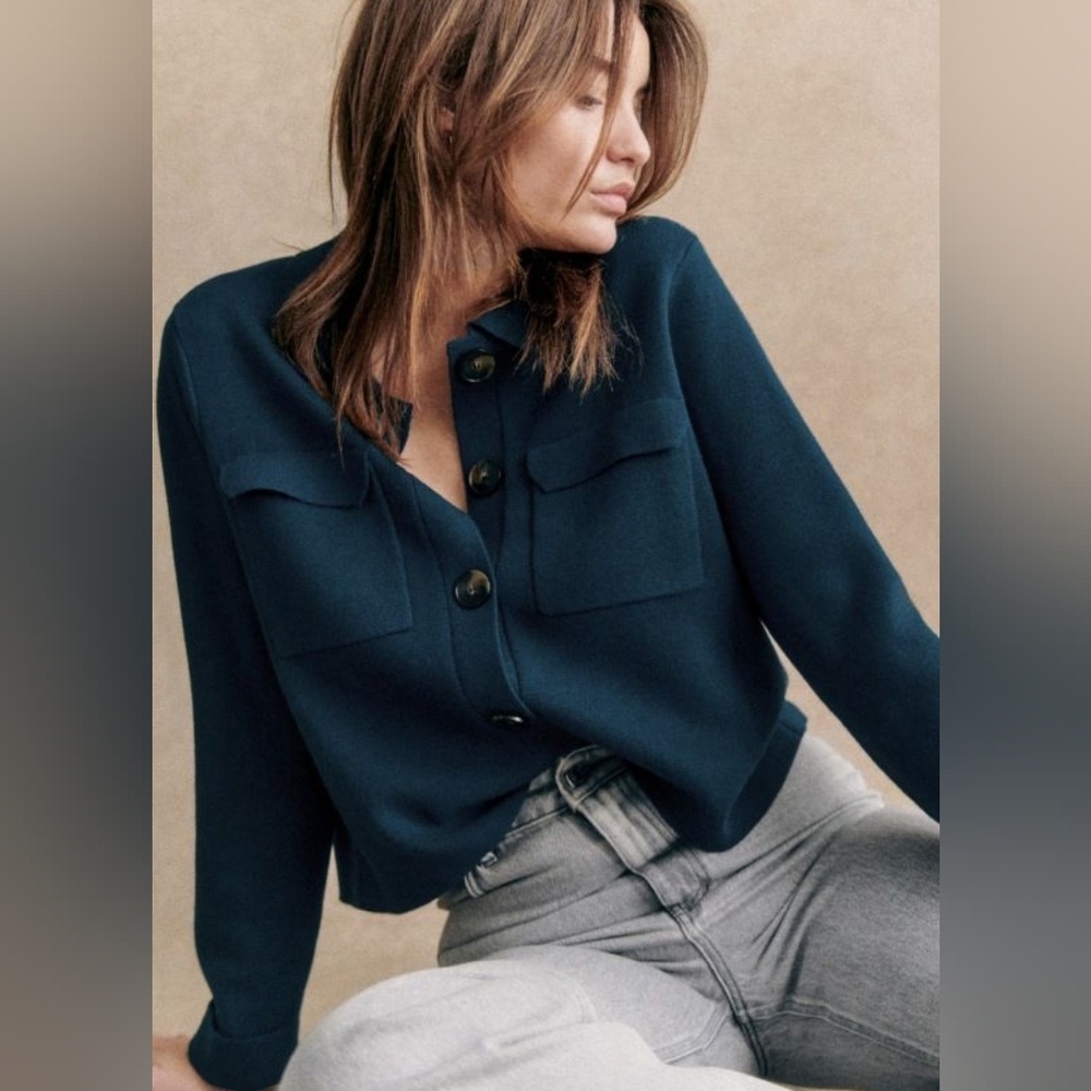 Sezane Betty Cardigan cerulean blue xxs
